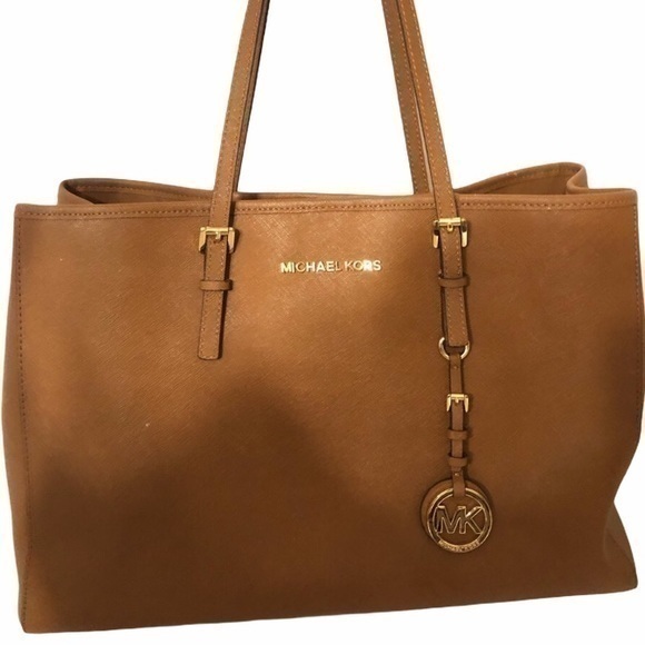 MICHAEL KORS brown saffiano leather tote bag